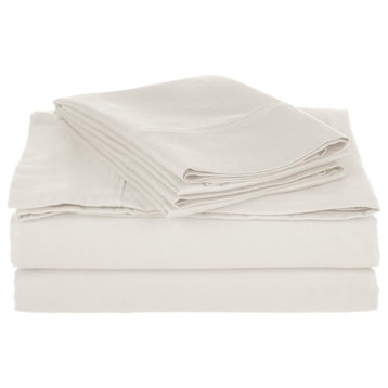 Cotton-Blend Solid Deep Pocket Sheet Set, White, Queen