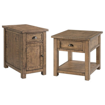 Home Square 2-Piece Set with Monterey End Table & Chairside Table in Natural
