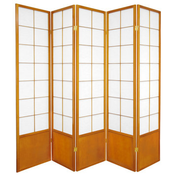 6' Tall Zen Shoji Screen, Honey, 5 Panels