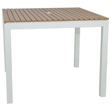 Riviera Outdoor Faux Wood Square Dining Table, White