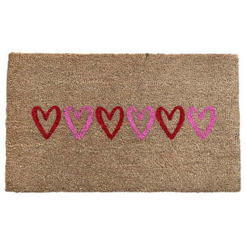 Love Hearts Valentine's Door Mat 18" x 30" Pink and Red