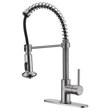 Step Single Handle Pull-Down Sprayer Kitchen Faucet, Brushed Nickel