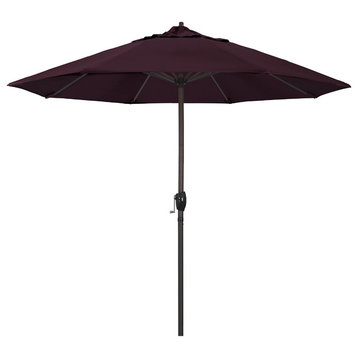 9' Bronze Auto-tilt Crank Lift Aluminum Umbrella, Pacifica, Purple