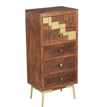 Montevideo Mango Wood Vertical Chest with 4 Drawers