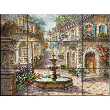 Ceramic Tile Mural, Cobblestone Fountain, NB, by Nicky Boehme
