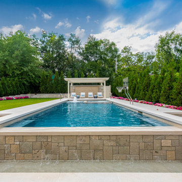 Hinsdale, IL Rectilinear Pool with Hot Tub Inside and Infinity Edge
