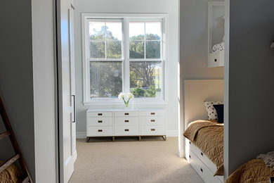 Example of a transitional bedroom design in San Luis Obispo