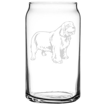 Clumber Spaniel Dog Themed Etched All Purpose 16oz. Libbey Can Glass