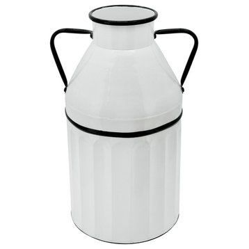 Metal 18"h Milk Bucket, White