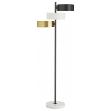 Hutton Floor Lamp, 3-Light, Bronze, Antique Brass & White, 59"H (79814 3MNPA)