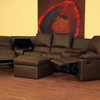 Baxton Studio Top Grain Leather 7PC Home Theater Sectional, Brown