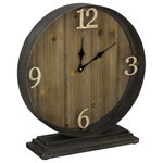 Cooper Classics - Horlbeck Table Clock - Aged Black Finished Frame with a Wood Face