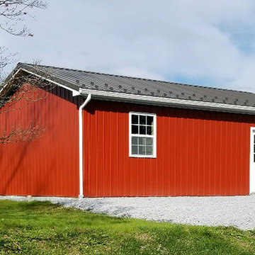 Red 1-Car Garage with Snow Guards