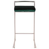 LumiSource Fuji Barstool, Stainless Steel With Green Velvet, Set of 2