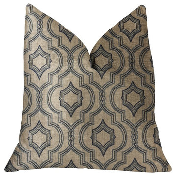 Anise Black and Beige Luxury Throw Pillow, 24"x24"