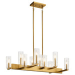 Kichler - Kichler Cleara Linear 10 Light Chandelier, Fox Gold - The linear style of this 10 light linear chandelier in Fox Gold captures your attention, while the offset luminaire arms keep your gaze. The clear glass shades feature a subtle vertical etching.
