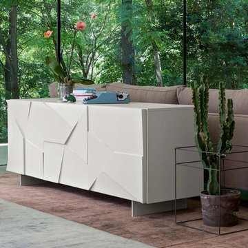 Concrete light grey lacquered finish sideboard by Dall'Agnese
