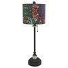 28" Crystal Lamp With Mosaic Stained Glass Shade, Oil Rubbed Bronze, Single