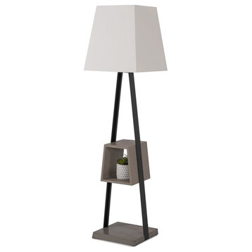 Limari Home Cortez 73" Modern Metal & Faux Concrete Floor Lamp in Gray/White