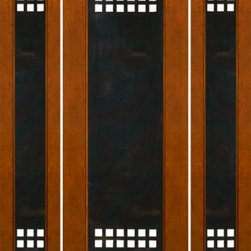 2-1/4" Thick Modern Mahogany Door Sidelites Heavy Iron Work - Front Doors