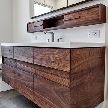 Custom Walnut Vanity and Medicine Cabinets