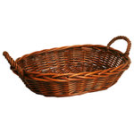 Wald Imports - 18" Oval Willow Basket, Dark Brown - Complete your room with one of our wonderful decorative accents. Put the finishing touches to your home decor with this beautiful decorative piece. Oval Willow Basket w/Dark Brown Finish. Ear handles for easy carrying. Size: 18" x 14" x 4".