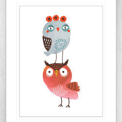 Cottonwood Owls - Framed Wall Art (WOOD03) - Kids Wall Decor