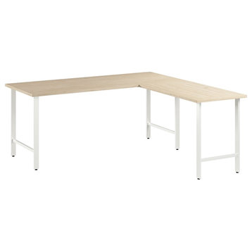 Pemberly Row 72W L Shaped Computer Desk in Natural Elm - Engineered Wood