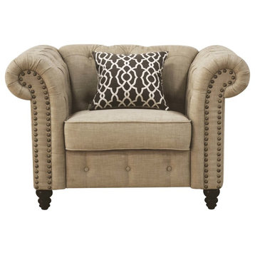ACME Aura Chair With 1 Pillow, Beige Linen