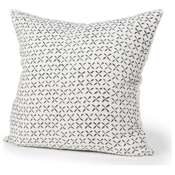 Jayden Cream With Black Print Linen Square Decorative Pillow Cover