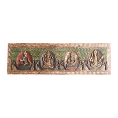 Consigned Antique Vintage Buddha Ganesha Headboard Mediation Wall Sculpture