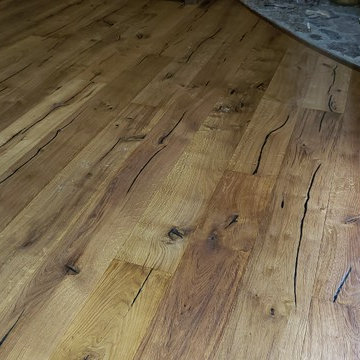Porcelain Kitchen Floor & Oil Finished Hardwood Greatroom