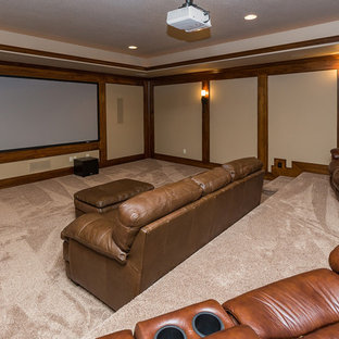 Transitional home theater photo in Cedar Rapids
