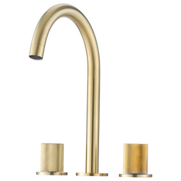 Two Handles Widespread 8" Bathroom Faucet, Brushed Gold