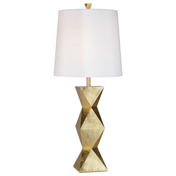 Pacific Coast Lighting Ripley 33.5" Cut Zigzag Resin Table Lamp in Gold Leaf