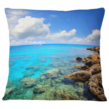 Bright Summer Day in Sea Seascape Throw Pillow, 16"x16"