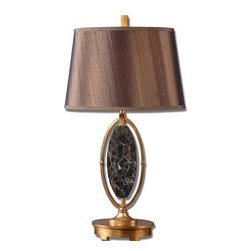 Uttermost Teverina Marble And Gold Table Lamp - Table Lamps