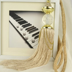 4 Colors QYM20 Polyester and Acrylic Curtain Tassel Tie Backs in Beige Color - Window Treatment Accessories