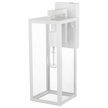 Bowery 1-Light Matte White Outdoor Indoor Wall Sconce with Clear Glass Shade