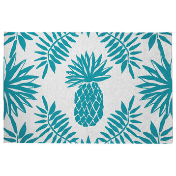 Pineapple Leaves Spring Chenille Rug, Explorer Blue, 2'x3'