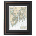 Framed Nautical Maps - Framed Nautical Chart, Damariscotta, Sheepscot and Kennebec Rivers, 36x26 - This Framed Nautical Map covers the waterways around Mount Desert Island including Bar Harbor. The Framed Nautical Chart is the official NOAA Nautical Chart detailing the beautiful waters of Damariscotta, Sheepscot and Kennebec Rivers; South Bristol Harbor and Christmas Cove.