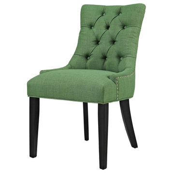 Set of 2 Dining Chair, Diamond Button Tufted Backrest With Nailhead Trim, Green