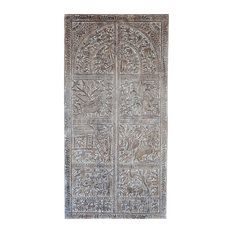 Mogulinterior - Consigned Vintage Hand Carved Tribal Sculpture Wall Hanging, Door Panel - Wall Accents