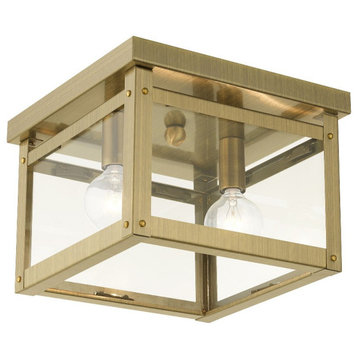 Vicar's Bridge Road - 2 Light Square Flush Mount In Shabby Chic Style-6 Inches