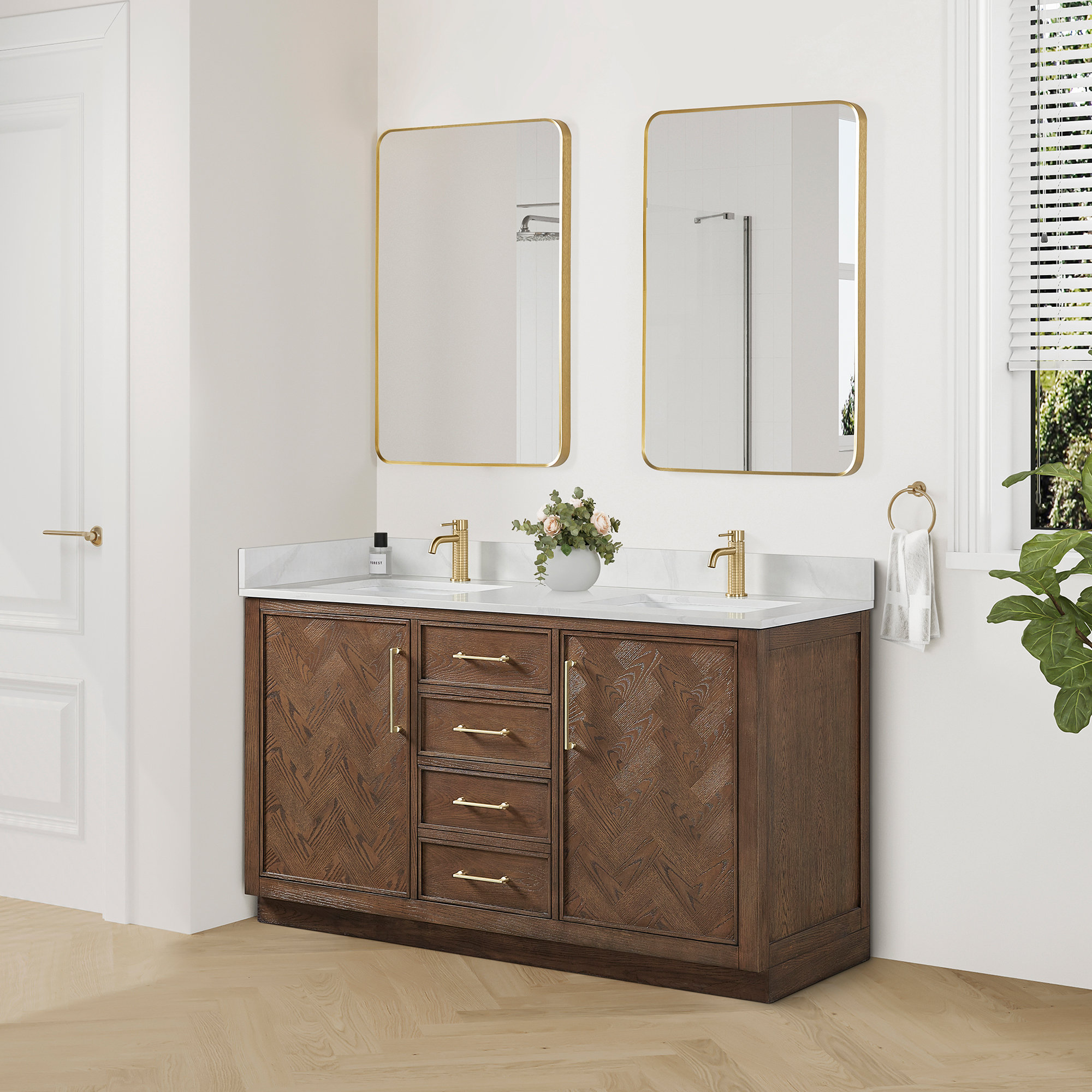 Jakarta Bath Vanity, Quartz Top No Mirror, 60" - Transitional - Bathroom Vanities And Sink ...