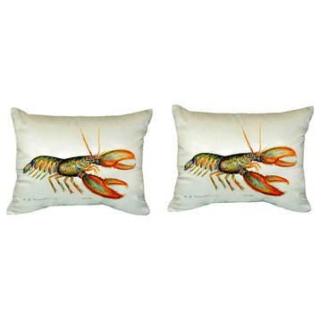 Pair of Betsy Drake Lobster No Cord Pillows 16 Inch X 20 Inch