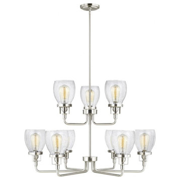 32 Inch 72W 9 LED Up Chandelier-Brushed Nickel Finish-Incandescent Lamping Type