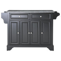 LaFayette Solid Granite Top Kitchen Island, Black Finish