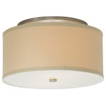 Visual Comfort Modern Collection - Tech Lighting Mulberry Ceiling Light, Incandescent, Clay, Satin Nickel - Round fabric flush mount. Glass diffuser provides a glare free wash of light highlighted with satin nickel detail. Available in two sizes and two lamp configurations. Small version includes two 60 watt or equivalent A19 medium base lamps or two 18 watt GX24Q-2 base triple tube compact fluorescent lamps. Large version includes four 60 watt or equivalent A19 medium base lamps or four 18 watt GX24Q-2 base triple tube compact fluorescent lamps.