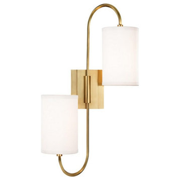 Two Light Wall Sconce - 11.75 Inches Wide by 22 Inches High-Aged Brass Finish